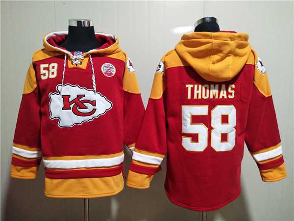 Kansas City Chiefs #58 Derrick Thomas Red Lace-Up Pullover Hoodie,We sell and wholesale Kansas City Chiefs #58 Derrick Thomas Red Lace-Up Pullover Hoodie on line form chian!